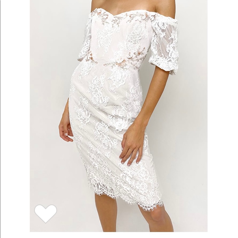 Marchesa Notte short bubble sleeve cocktail dress